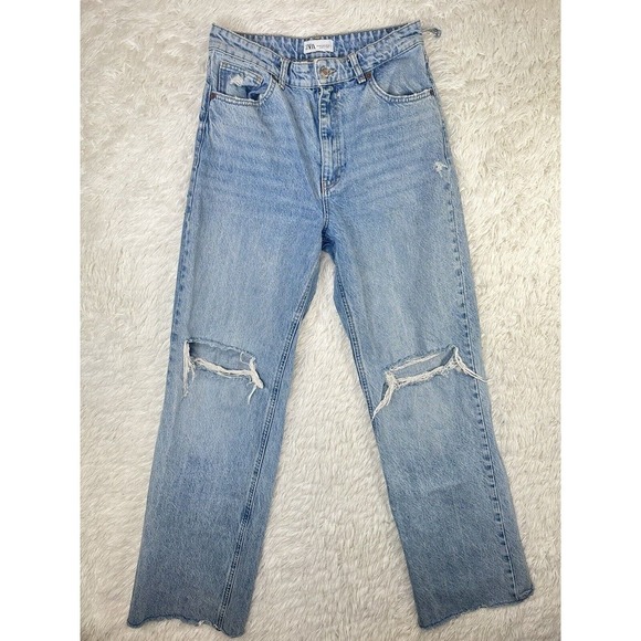 Zara Women's Jeans Denim Ripped Distressed‎ Size 8 Blue - Picture 2 of 12
